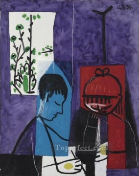 Pablo Picasso Painting - Niños dibujando 1954 Pablo Picasso